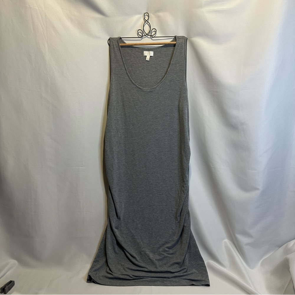 a:glow Heather Gray Maternity Tank Dress with Ruching Size XL